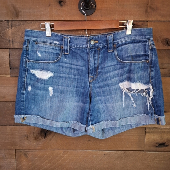 J.Crew 100% Cotton Distressed Denim Shorts – Size 31 - Picture 1 of 5